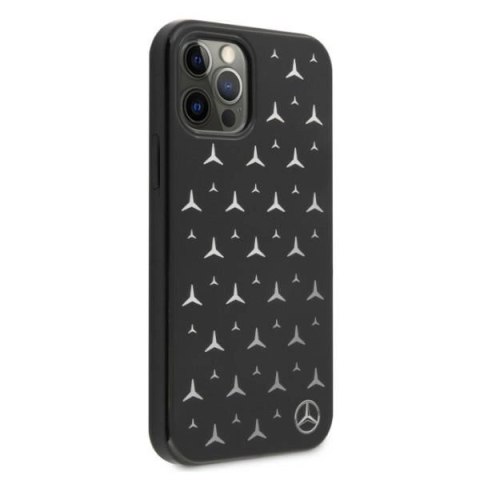 Etui Mercedes Silver Stars Pattern na iPhone 12 / iPhone 12 Pro - czarne Etui Mercedes Silver Stars Pattern na iPhone 12 / iPhone 12 Pro - czarne