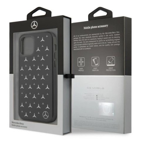 Etui Mercedes Silver Stars Pattern na iPhone 12 / iPhone 12 Pro - czarne Etui Mercedes Silver Stars Pattern na iPhone 12 / iPhone 12 Pro - czarne