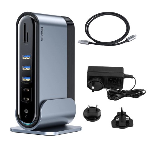 HUB Baseus CAHUB-DG0G 3x USB 3.2 Gen 1 / 2x USB-A / 2x USB-C / czytnik kart SD, micro SD / AUX / 3x HDMI / RJ45 PD 100W (wtyczki HUB Baseus CAHUB-DG0G 3x USB 3.2 Gen 1 / 2x USB-A / 2x USB-C / czytnik kart SD, micro SD / AUX / 3x HDMI / RJ45 PD 100W (wtyczki