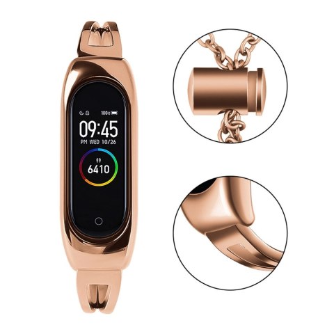 Zamienna metalowa opaska bransoleta łańcuszek pasek do Xiaomi Mi Band 6 / 5 / 4 / 3 różowe złoto