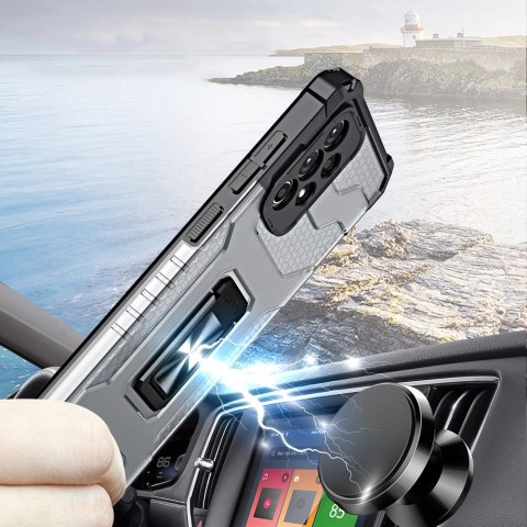 Crystal Ring Case pancerne hybrydowe etui pokrowiec + magnetyczny uchwyt Samsung Galaxy A72 4G niebieski