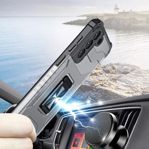Crystal Ring Case pancerne hybrydowe etui pokrowiec + magnetyczny uchwyt Samsung Galaxy S21+ 5G (S21 Plus 5G) czerwony