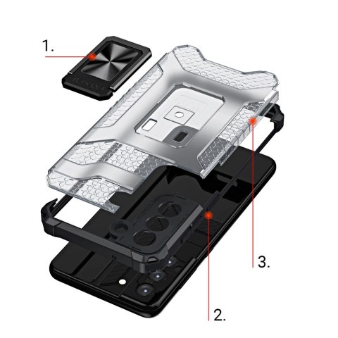 Crystal Ring Case pancerne hybrydowe etui pokrowiec + magnetyczny uchwyt Samsung Galaxy S21+ 5G (S21 Plus 5G) czerwony