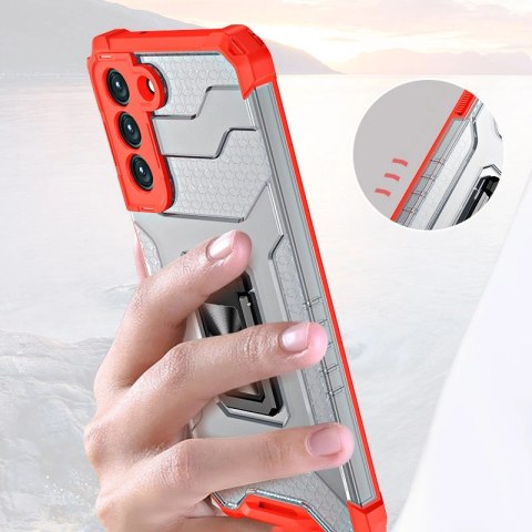 Crystal Ring Case pancerne hybrydowe etui pokrowiec + magnetyczny uchwyt Samsung Galaxy S21+ 5G (S21 Plus 5G) czerwony