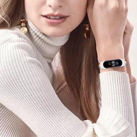 Strap Fabric opaska do Xiaomi Mi Band 6 / 5 / 4 / 3 pleciony materiałowy pasek bransoletka szary