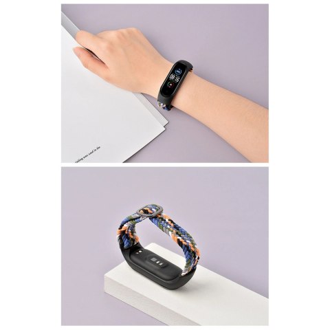 Strap Fabric opaska do Xiaomi Mi Band 6 / 5 / 4 / 3 pleciony materiałowy pasek bransoletka szary