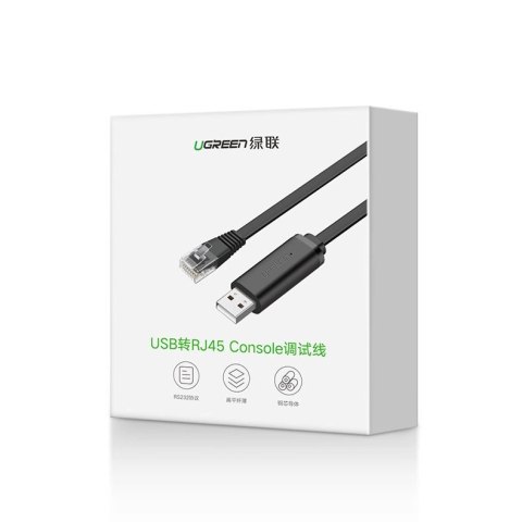 Ugreen kabel konsolowy przejściówka USB - Ethernet RJ45 1,5m czarny (CM204) Ugreen kabel konsolowy przejściówka USB - Ethernet RJ45 1,5m czarny (CM204)