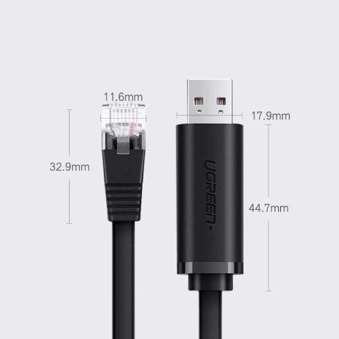 Ugreen kabel konsolowy przejściówka USB - Ethernet RJ45 1,5m czarny (CM204) Ugreen kabel konsolowy przejściówka USB - Ethernet RJ45 1,5m czarny (CM204)