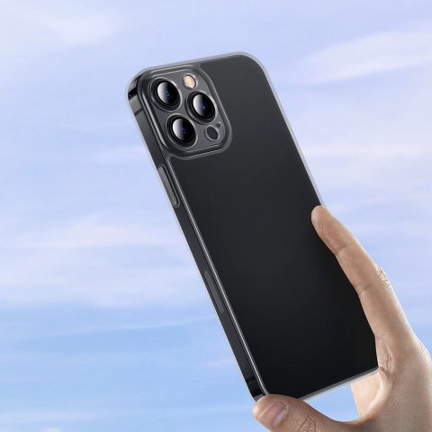 Baseus Frosted Glass Case etui pokrowiec do iPhone 13 Pro sztywna obudowa z żelową ramką czarny (ARWS000401) Baseus Frosted Glass Case etui pokrowiec do iPhone 13 Pro sztywna obudowa z żelową ramką czarny (ARWS000401)