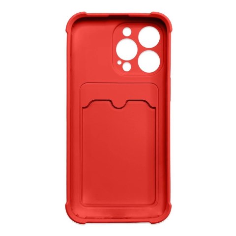 Card Armor Case etui pokrowiec do iPhone 13 Pro Max portfel na kartę silikonowe pancerne etui Air Bag czerwony Card Armor Case etui pokrowiec do iPhone 13 Pro Max portfel na kartę silikonowe pancerne etui Air Bag czerwony