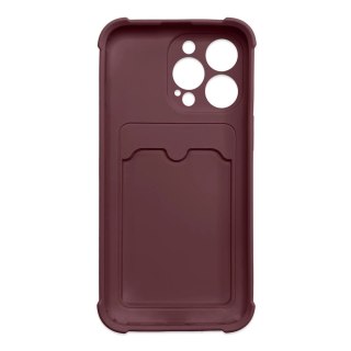 Card Armor Case etui pokrowiec do iPhone 13 Pro Max portfel na kartę silikonowe pancerne etui Air Bag malinowy