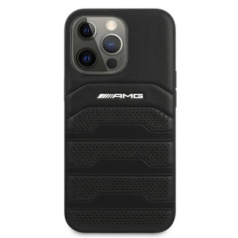 Etui AMG Leather Debossed Lines na iPhone 13 Pro Max - czarne