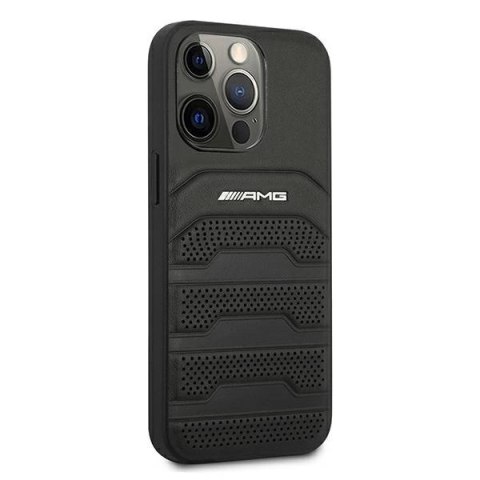 Etui AMG Leather Debossed Lines na iPhone 13 Pro Max - czarne