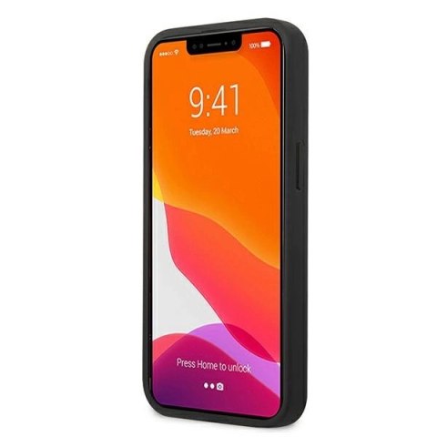Etui AMG Leather Debossed Lines na iPhone 13 mini - czarne Etui AMG Leather Debossed Lines na iPhone 13 mini - czarne
