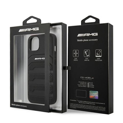 Etui AMG Leather Debossed Lines na iPhone 13 mini - czarne Etui AMG Leather Debossed Lines na iPhone 13 mini - czarne