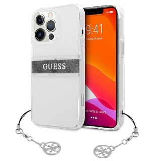 Etui Guess 4G Grey Strap Charm na iPhone 13 Pro / 13 - przezroczyste