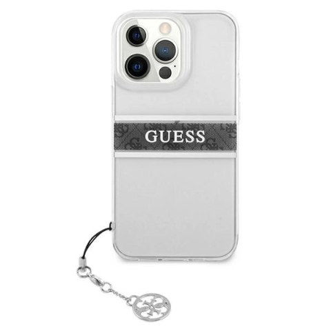 Etui Guess 4G Grey Strap Charm na iPhone 13 Pro / 13 - przezroczyste