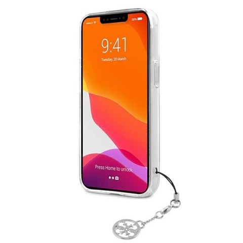 Etui Guess 4G Grey Strap Charm na iPhone 13 Pro / 13 - przezroczyste