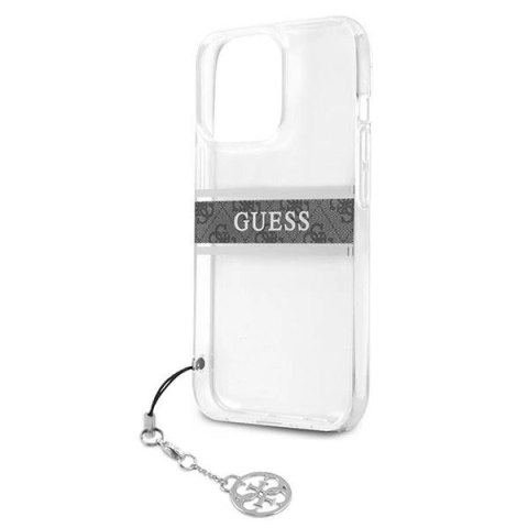 Etui Guess 4G Grey Strap Charm na iPhone 13 Pro / 13 - przezroczyste