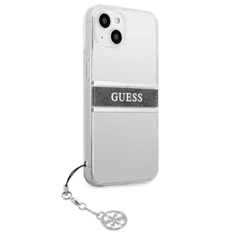 Etui Guess 4G Grey Strap Charm na iPhone 13 mini - przezroczyste