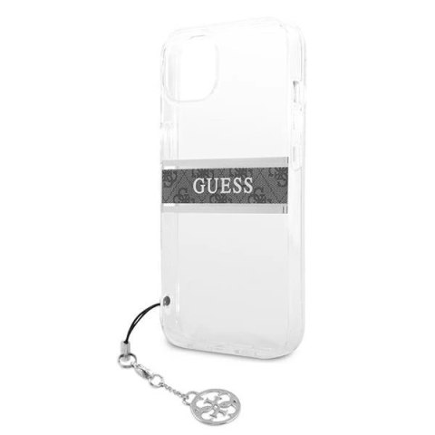 Etui Guess 4G Grey Strap Charm na iPhone 13 mini - przezroczyste