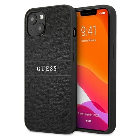 Etui Guess Saffiano Strap na iPhone 13 mini 5,4" - czarne