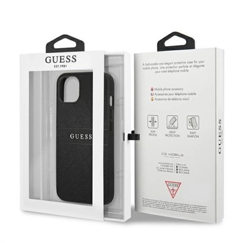 Etui Guess Saffiano Strap na iPhone 13 mini 5,4" - czarne