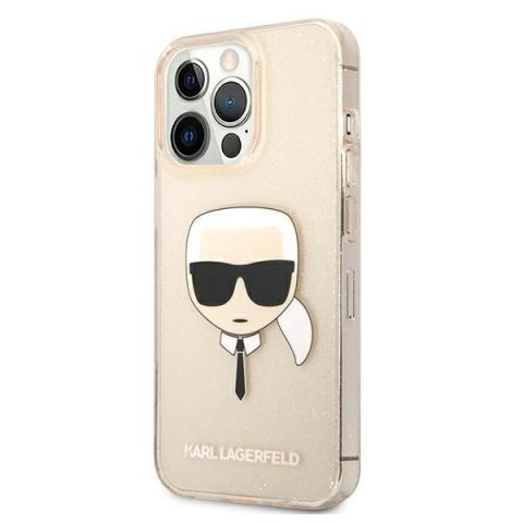 Etui Karl Lagerfeld Glitter Karl's Head na iPhone 13 Pro / iPhone 13 - złote Etui Karl Lagerfeld Glitter Karl's Head na iPhone 13 Pro / iPhone 13 - złote