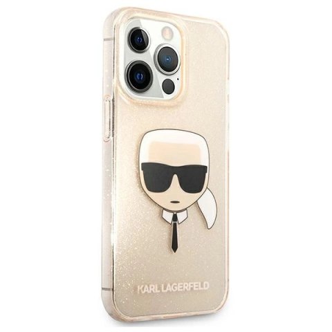 Etui Karl Lagerfeld Glitter Karl's Head na iPhone 13 Pro / iPhone 13 - złote Etui Karl Lagerfeld Glitter Karl's Head na iPhone 13 Pro / iPhone 13 - złote