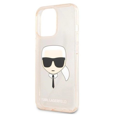 Etui Karl Lagerfeld Glitter Karl's Head na iPhone 13 Pro / iPhone 13 - złote Etui Karl Lagerfeld Glitter Karl's Head na iPhone 13 Pro / iPhone 13 - złote