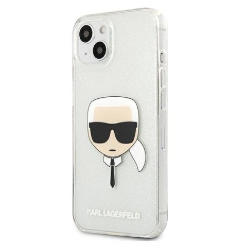 Etui Karl Lagerfeld Glitter Karl's Head na iPhone 13 mini - srebrne Etui Karl Lagerfeld Glitter Karl's Head na iPhone 13 mini - srebrne