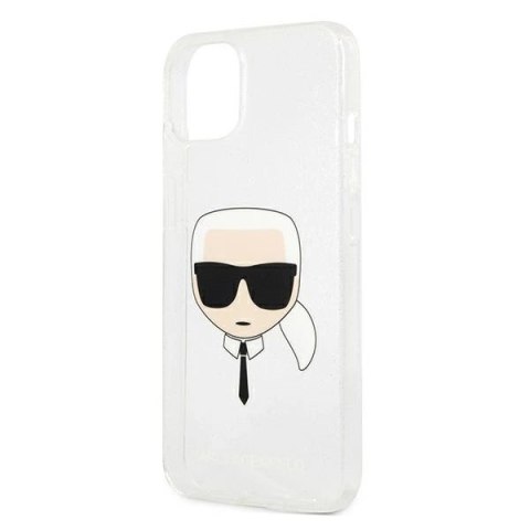 Etui Karl Lagerfeld Glitter Karl's Head na iPhone 13 mini - srebrne Etui Karl Lagerfeld Glitter Karl's Head na iPhone 13 mini - srebrne