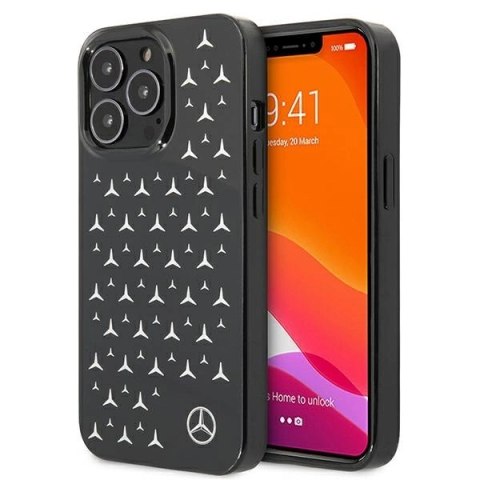 Etui Mercedes Silver Stars Pattern na iPhone 13 Pro / iPhone 13 - czarne Etui Mercedes Silver Stars Pattern na iPhone 13 Pro / iPhone 13 - czarne