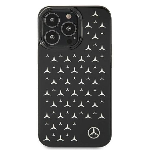 Etui Mercedes Silver Stars Pattern na iPhone 13 Pro / iPhone 13 - czarne Etui Mercedes Silver Stars Pattern na iPhone 13 Pro / iPhone 13 - czarne