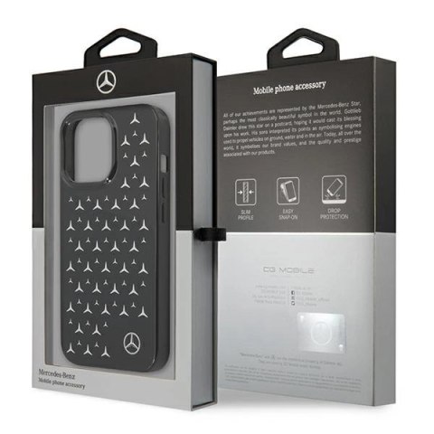 Etui Mercedes Silver Stars Pattern na iPhone 13 Pro / iPhone 13 - czarne Etui Mercedes Silver Stars Pattern na iPhone 13 Pro / iPhone 13 - czarne