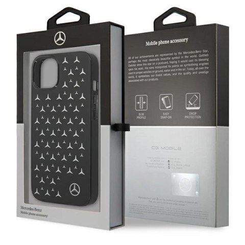 Etui Mercedes Silver Stars Pattern na iPhone 13 mini - czarne