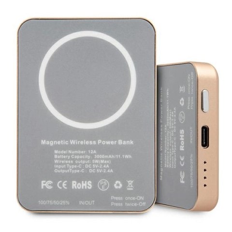 Powerbank indukcyjny Guess 3000mAh 5W z MagSafe - złoty Powerbank indukcyjny Guess 3000mAh 5W z MagSafe - złoty