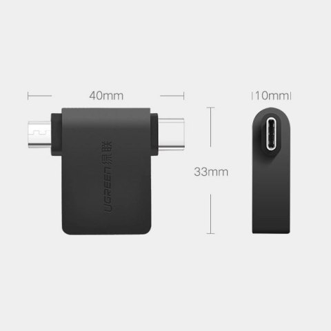 Ugreen adapter przejściówka OTG USB USB 3.2 Gen 1 (5Gbps) - USB Typ C / micro USB czarny (30453) Ugreen adapter przejściówka OTG USB USB 3.2 Gen 1 (5Gbps) - USB Typ C / micro USB czarny (30453)