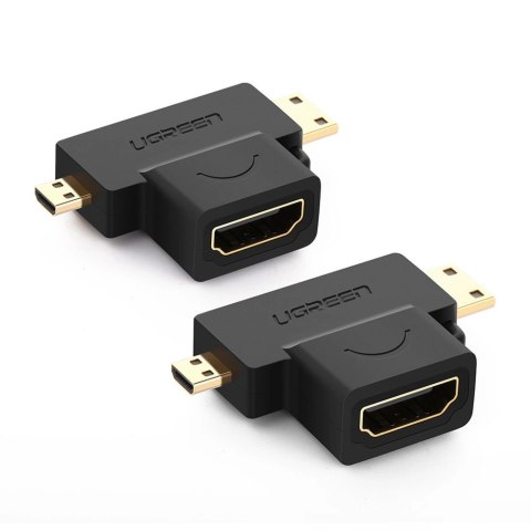 Ugreen przejściówka adapter ze złącza HDMI Typ A (żeński) na mini HDMI (męski) / micro HDMI (męski) czarny (20144) Ugreen przejściówka adapter ze złącza HDMI Typ A (żeński) na mini HDMI (męski) / micro HDMI (męski) czarny (20144)