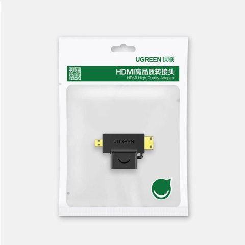 Ugreen przejściówka adapter ze złącza HDMI Typ A (żeński) na mini HDMI (męski) / micro HDMI (męski) czarny (20144) Ugreen przejściówka adapter ze złącza HDMI Typ A (żeński) na mini HDMI (męski) / micro HDMI (męski) czarny (20144)