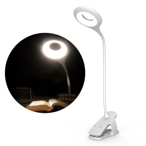 Bezprzewodowa lampka LED do czytania z klipsem + kabel micro USB biały Bezprzewodowa lampka LED do czytania z klipsem + kabel micro USB biały