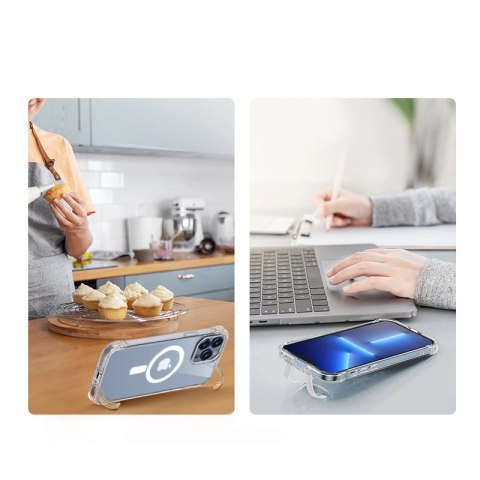 Joyroom Magnetic Defender magnetyczne etui do iPhone 13 Pro pancerny pokrowiec z haczykami podstawką przezroczysty (kompatybilne Joyroom Magnetic Defender magnetyczne etui do iPhone 13 Pro pancerny pokrowiec z haczykami podstawką przezroczysty (kompatybilne
