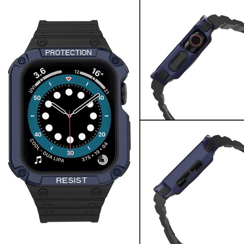 Protect Strap Band opaska z etui do Apple Watch 9 / 8 / 7 / 6 / 5 / 4 / 3 / 2 / SE / SE2 (41 / 40 / 38mm) obudowa pancerny pokro