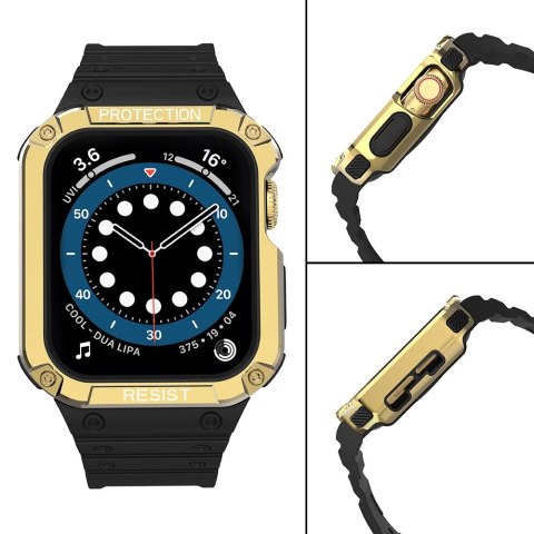 Protect Strap Band opaska z etui do Apple Watch 9 / 8 / 7 / 6 / 5 / 4 / 3 / 2 / SE / SE2 (41 / 40 / 38mm) obudowa pancerny pokro
