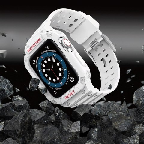 Protect Strap Band opaska z etui do Apple Watch 9 / 8 / 7 / 6 / 5 / 4 / 3 / 2 / SE / SE2 (41 / 40 / 38mm) obudowa pancerny pokro