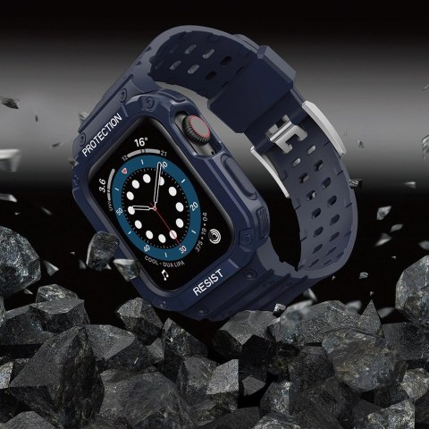 Protect Strap Band opaska z etui do Apple Watch 9 / 8 / 7 / 6 / 5 / 4 / 3 / 2 / SE / SE2 (41 / 40 / 38mm) obudowa pancerny pokro