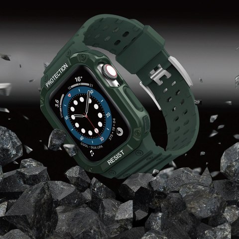 Protect Strap Band opaska z etui do Apple Watch 9 / 8 / 7 / 6 / 5 / 4 / 3 / 2 / SE / SE2 (41 / 40 / 38mm) obudowa pancerny pokro