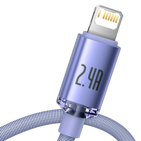 Baseus Crystal Shine Series kabel przewód USB do szybkiego ładowania i transferu danych USB Typ A - Lightning 2,4A 1,2m fioletow Baseus Crystal Shine Series kabel przewód USB do szybkiego ładowania i transferu danych USB Typ A - Lightning 2,4A 1,2m fioletow