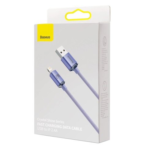 Baseus Crystal Shine Series kabel przewód USB do szybkiego ładowania i transferu danych USB Typ A - Lightning 2,4A 1,2m fioletow Baseus Crystal Shine Series kabel przewód USB do szybkiego ładowania i transferu danych USB Typ A - Lightning 2,4A 1,2m fioletow