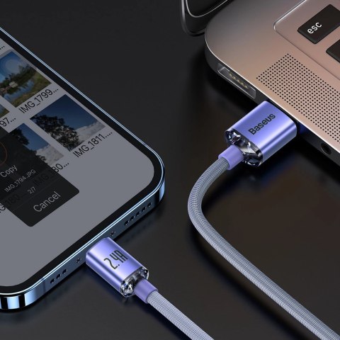 Baseus Crystal Shine Series kabel przewód USB do szybkiego ładowania i transferu danych USB Typ A - Lightning 2,4A 1,2m fioletow Baseus Crystal Shine Series kabel przewód USB do szybkiego ładowania i transferu danych USB Typ A - Lightning 2,4A 1,2m fioletow